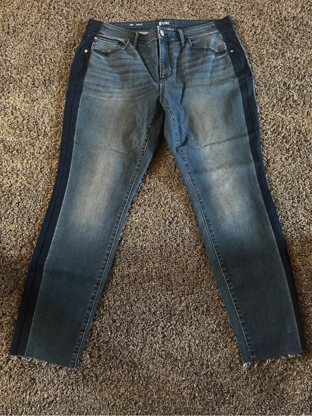 EVRI Blue Jeans with Dark Navy Side Panels
